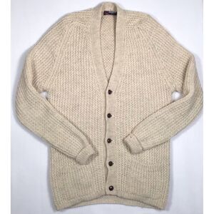 Vintage Wool Fisherman Cardigan Sweater Mens XL 44 46 British
